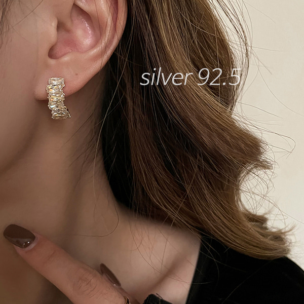 (silver 92.5) 티나 스터드 큐빅 귀걸이